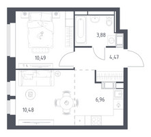 Планировка однокомнатной(квартира) площадью 36.28 квадратных метров в “ЖК Большое Путилково”