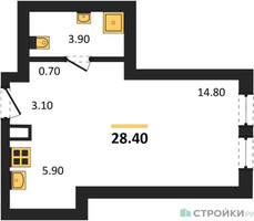 Планировка студии(квартира) площадью 28.4 квадратных метров в “Акценты”