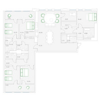 Планировка 4+ комнатной(квартира) площадью 239 квадратных метров в “ЖК Клубный дом Duo (Дуо)”