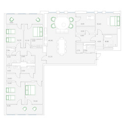 Планировка 4+ комнатной(квартира) площадью 239 квадратных метров в ЖК “ЖК Клубный дом Duo (Дуо)”