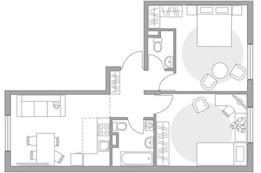Планировка трехкомнатной(квартира) площадью 57.86 квадратных метров в ЖК “ЖК Аникеевский”