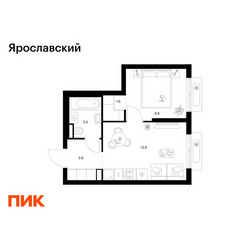 Планировка однокомнатной(квартира) площадью 31.1 квадратных метров в ЖК “ЖК Ярославский”