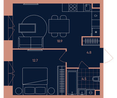 Планировка двухкомнатной(квартира) площадью 40.9 квадратных метров в “Квартал Эра”