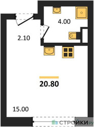 Планировка студии(квартира) площадью 20.8 квадратных метров в ЖК “ЖК ЗИЛАРТ”