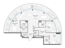 Планировка трехкомнатной(квартира) площадью 167 квадратных метров в “Клубный квартал "Фрунзенская набережная"”