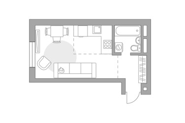 Планировка студии(квартира) площадью 29.02 квадратных метров в ЖК “ЖК Живописный”