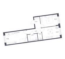 Планировка двухкомнатной(квартира) площадью 59.94 квадратных метров в “ЖК Подольские кварталы”