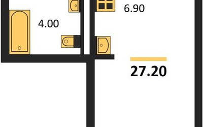 Планировка студии(квартира) площадью 27.2 квадратных метров в ЖК “ЖК Новая Щербинка”