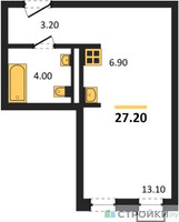 Планировка студии(квартира) площадью 27.2 квадратных метров в “ЖК Новая Щербинка”