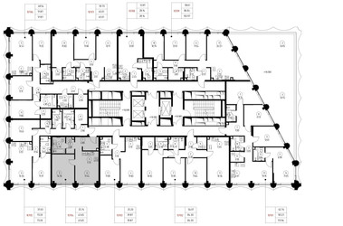 Планировка однокомнатной(квартира) площадью 45.6 квадратных метров в ЖК “Дом премиум-класса МИРА”