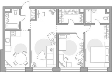 Планировка трехкомнатной(квартира) площадью 80.11 квадратных метров в ЖК “ЖК Мневники от Гранель”