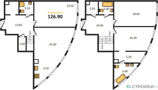 Планировка трехкомнатной(квартира) площадью 126.9 квадратных метров в “ЖК Sydney City (Сидней Сити)”
