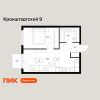 Планировка однокомнатной(квартира) площадью 40.3 квадратных метров в “ЖК Кронштадтский 9”