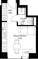Планировка студии(квартира) площадью 20.7 квадратных метров в “ЖК Веер”