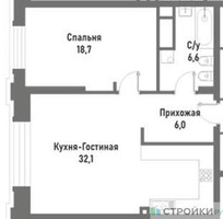 Планировка однокомнатной(квартира) площадью 63.4 квадратных метров в “ЖК Ренессанс”