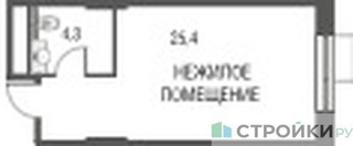 Планировка студии(квартира) площадью 30 квадратных метров в “ЖК Резиденции Архитекторов”