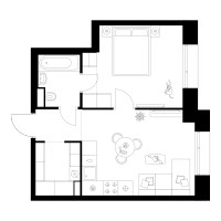 Планировка однокомнатной(квартира) площадью 39 квадратных метров в “ЖК Онежский вал”