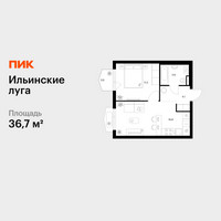 Планировка однокомнатной(квартира) площадью 36.7 квадратных метров в “ЖК Ильинские луга”