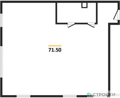Планировка однокомнатной(апартаменты) площадью 71.5 квадратных метров в “ЖК Досфлота 10”