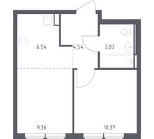 Планировка однокомнатной(квартира) площадью 34.64 квадратных метров в “ЖК Остафьево”