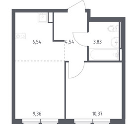 Планировка однокомнатной(квартира) площадью 34.64 квадратных метров в ЖК “ЖК Остафьево”