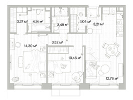 Планировка двухкомнатной(квартира) площадью 64.41 квадратных метров в “Архитектурный проект Мыс”