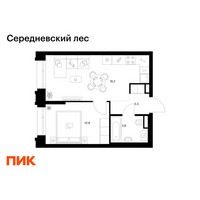 Планировка однокомнатной(квартира) площадью 36.1 квадратных метров в “ЖК Середневский лес”