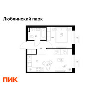 Планировка однокомнатной(квартира) площадью 35.4 квадратных метров в “ЖК Люблинский парк”