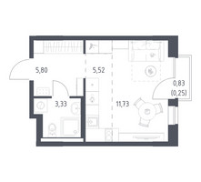 Планировка студии(квартира) площадью 26.63 квадратных метров в “ЖК Новое Видное”