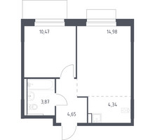 Планировка однокомнатной(квартира) площадью 38.31 квадратных метров в “ЖК Новое Внуково”