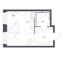 Планировка студии(квартира) площадью 25 квадратных метров в “ЖК Мытищи Парк”
