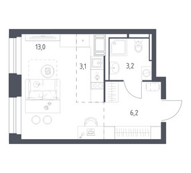 Планировка студии(квартира) площадью 25 квадратных метров в ЖК “ЖК Мытищи Парк”