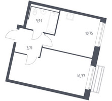 Планировка однокомнатной(квартира) площадью 34.4 квадратных метров в “ЖК Рублевский Квартал”