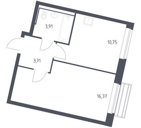 Планировка однокомнатной(квартира) площадью 34.4 квадратных метров в ЖК “ЖК Рублевский Квартал”