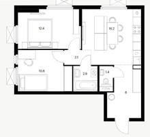Планировка двухкомнатной(квартира) площадью 53.8 квадратных метров в “Ярославский квартал”