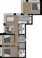 Планировка трехкомнатной(квартира) площадью 85.2 квадратных метров в “ЖК Квартал Серебряный бор”