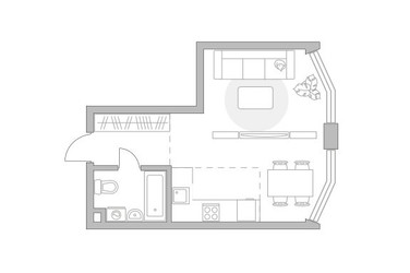 Планировка однокомнатной(квартира) площадью 34.48 квадратных метров в ЖК “ЖК Мневники от Гранель”