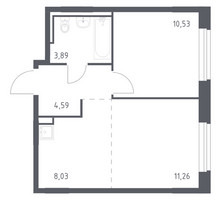 Планировка однокомнатной(квартира) площадью 38 квадратных метров в “ЖК Рублевский Квартал”
