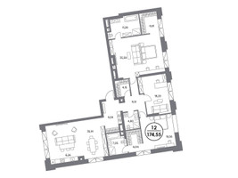 Планировка трехкомнатной(квартира) площадью 174.7 квадратных метров в “ЖК Клубный дом КОСМО 4/22”