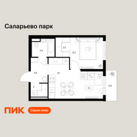 Планировка однокомнатной(квартира) площадью 37.9 квадратных метров в “ЖК Саларьево парк”