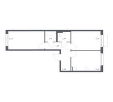 Планировка двухкомнатной(квартира) площадью 57.52 квадратных метров в “ЖК Новое Внуково”