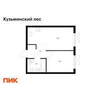 Планировка однокомнатной(квартира) площадью 35.6 квадратных метров в “ЖК Кузьминский лес”