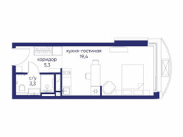 Планировка студии(квартира) площадью 28.02 квадратных метров в “ЖК Остров”