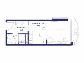 Планировка студии(квартира) площадью 28.02 квадратных метров в ЖК “ЖК Остров”