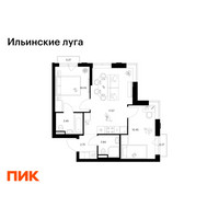Планировка двухкомнатной(квартира) площадью 47.65 квадратных метров в “ЖК Ильинские луга”