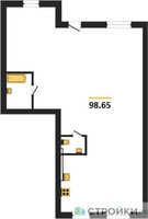 Планировка трехкомнатной(квартира) площадью 98.65 квадратных метров в “ЖК Парк Апрель”