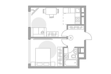 Планировка двухкомнатной(квартира) площадью 40.2 квадратных метров в ЖК “ЖК Бригантина”