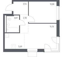 Планировка однокомнатной(квартира) площадью 40.92 квадратных метров в “ЖК Квартал Западный”