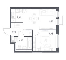Планировка однокомнатной(квартира) площадью 32.24 квадратных метров в “ЖК Большое Путилково”