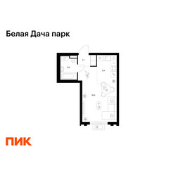 Планировка студии(квартира) площадью 28.7 квадратных метров в ЖК “ЖК Белая Дача парк”
